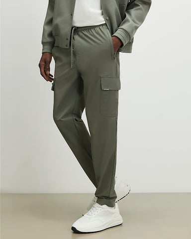 River Island Heren cargobroek Groen Skinny Fit met trekkoord