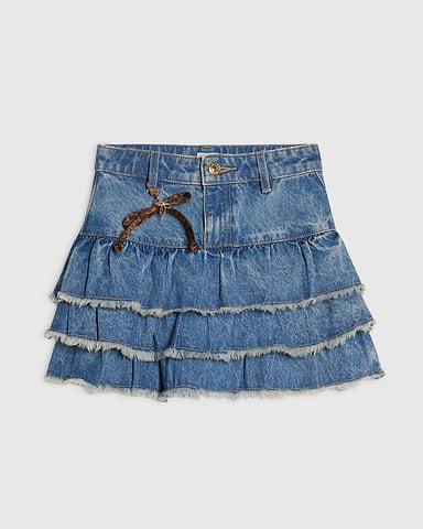 River Island Meisjesrok Rara Blauw Denim & Sleutelhanger met Strik