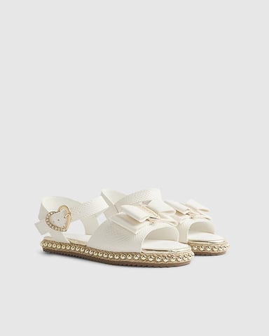 River Island Meisjessandalen Wit Slangenprint Strik Espadrille