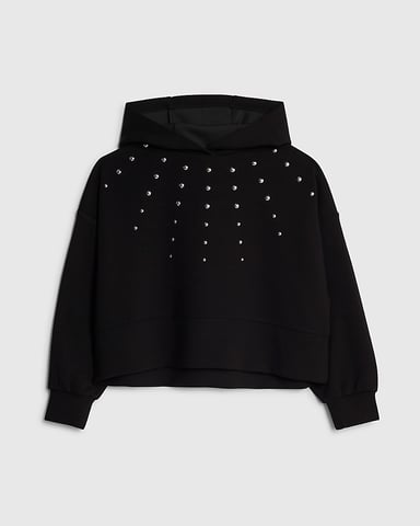 River Island Zwarte hoodie voor meisjes met studs en lange mouwen