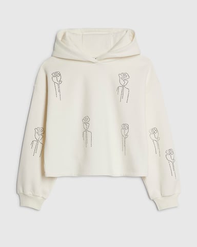 River Island Hoodie voor meisjes Crèmekleurig Versierd Lange mouwen