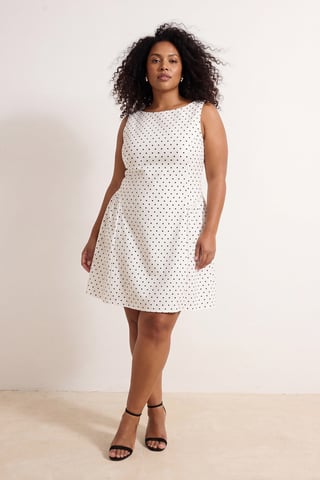Trendyol Curve Women's White Polka dot Short / Mini Sleeveless Casual A-line Plus Size Dress
