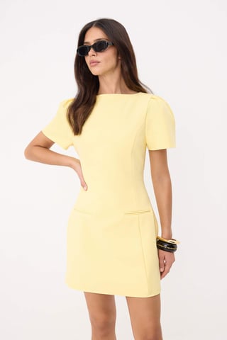 TRENDYOLMİLLA Women's Yellow Plain Short / Mini Short Evening / Daily A-line Dresses