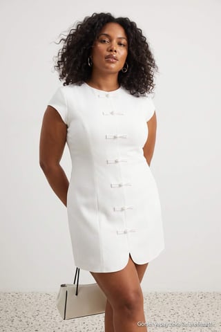 Trendyol Curve Women's Ecru Plain Short / Mini Short A-line Plus Size Dress