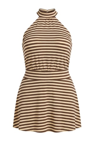 Trendyol Curve Women's Multicolor Striped Short / Mini Sleeveless Skater Plus Size Dress