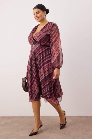 Trendyol Curve Dam Flerfärgad Blommig Kort / Mini Lång Kväll / Vardag Dubbelknäppt Plus size Klänning