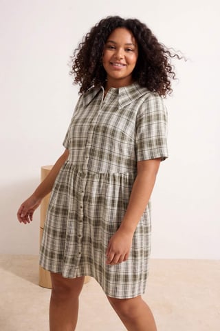 Trendyol Curve Women's Multicolor Plaid Short / Mini Short Casual Skater Plus Size Dress