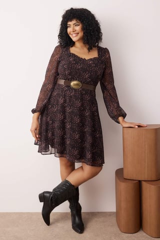 Trendyol Curve Women's Multicolor Geometric pattern Short / Mini Long Casual A-line Plus Size Dress