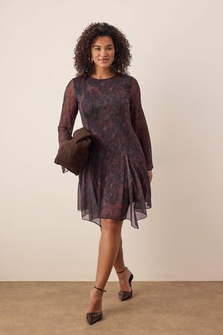 Trendyol Curve Women's Multicolor Floral Short / Mini Long Casual A-line Plus Size Dress