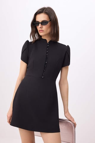 TRENDYOLMİLLA Women's Black Plain Short / Mini Short A-line Dresses