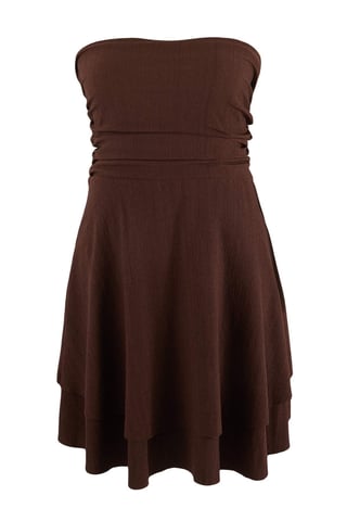 Trendyol Curve Women's Brown Plain Short / Mini Sleeveless Casual Skater Plus Size Dress