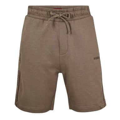 Hugo Boss Mens Cotton Blend Side Logo Sweat Shorts (Beige/Black)