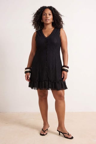 Trendyol Curve Women's Black Plain Short / Mini Sleeveless A-line Plus Size Dress