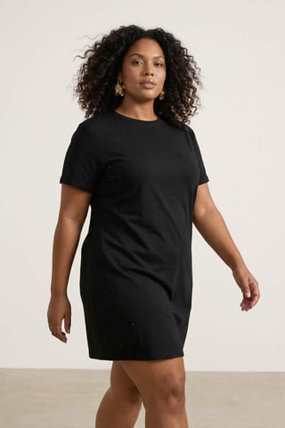 Trendyol Curve Women's Black Plain Short / Mini Short Casual Shift Plus Size Dress