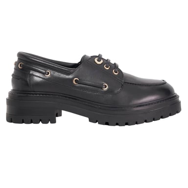 Dune London Womens/Ladies Venetian Leather Lace Up Boat Shoes (Black)