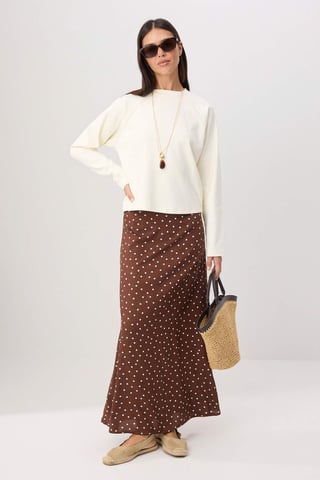 Trendyol Modest Women's Brown Polka dot Maxi A-line A-line Modest Skirts
