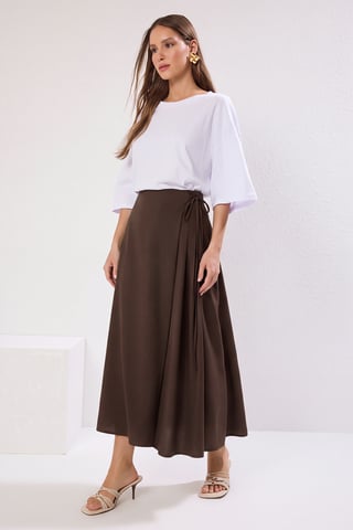Trendyol Modest Women's Brown Plain Maxi A-line A-line Modest Skirts