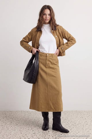 TRENDYOLMİLLA Women's Khaki Plain Maxi Skater Skirts