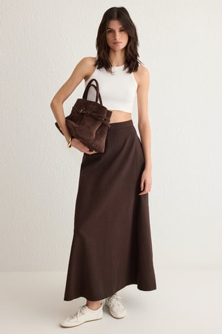 TRENDYOLMİLLA Women's Brown Plain Maxi A-line A-line Skirts
