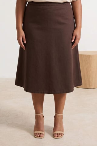 Trendyol Curve Women's Brown Plain Maxi A-line Plus Size Skirts