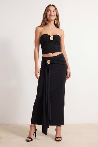 TRENDYOLMİLLA Women's Black Plain Maxi Bodycon Skirts