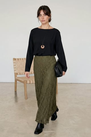 Trendyol Modest Women's Khaki Plain Maxi Modest Skirts