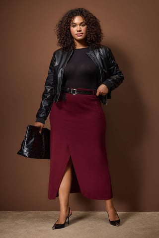 Trendyol Curve Women's Purple Plain Maxi Plus Size Skirts