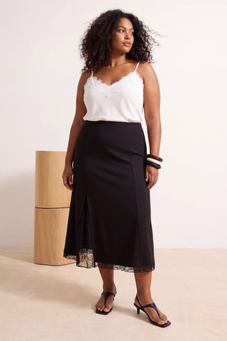 Trendyol Curve Women's Black Plain Maxi Plus Size Skirts