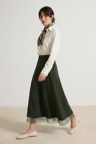 Trendyol Modest Women's Khaki Plain Maxi Modest Skirts