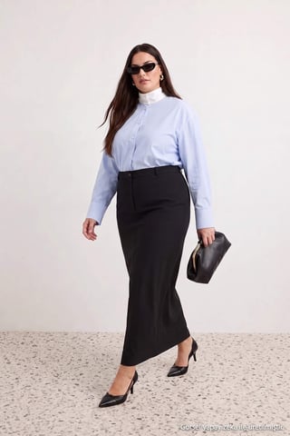 Trendyol Curve Women's Black Plain Maxi Plus Size Skirts