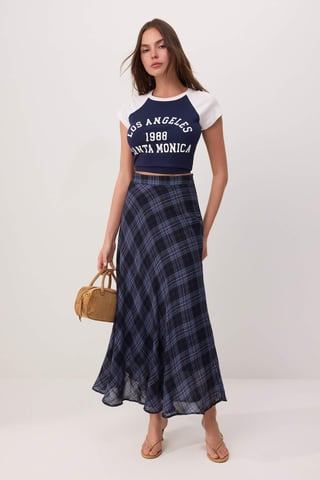 TRENDYOLMİLLA Women's Blue Plaid Maxi A-line Skirts
