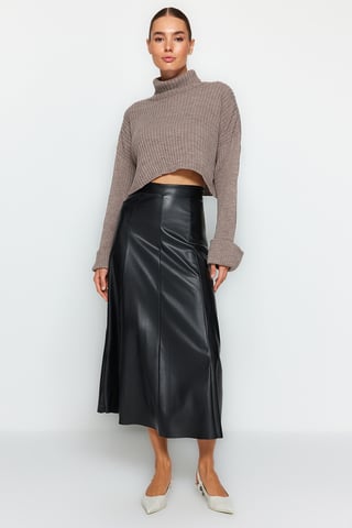 TRENDYOLMİLLA Women's Black Plain Maxi A-line A-line Skirts