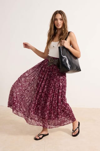 TRENDYOLMİLLA Women's Pink Floral Maxi Skater Skirts