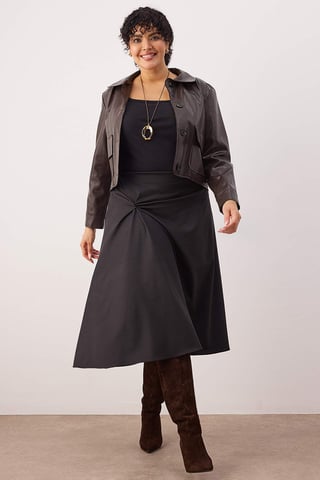 Trendyol Curve Women's Black Plain Midi Plus Size Skirts