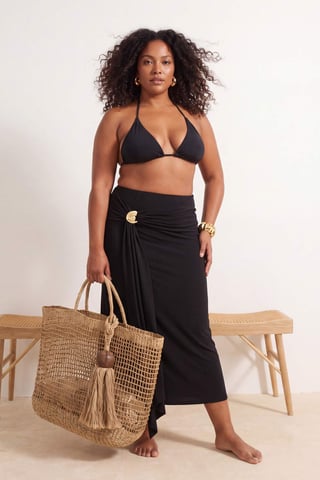 Trendyol Curve Women's Black Plain Midi Pencil skirt Plus Size Skirts