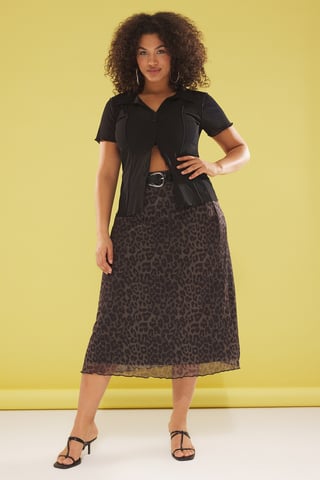 Trendyol Curve Dam Khaki Djurmönster Midi A-linje Plus size Kjolar