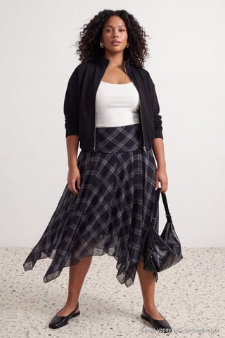 Trendyol Curve Women's Multicolor Plaid Midi Plus Size Skirts
