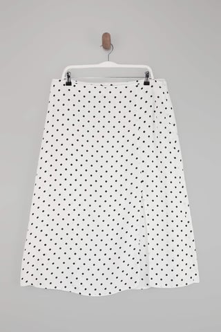 Trendyol Curve Women's White Polka dot Midi A-line Plus Size Skirts