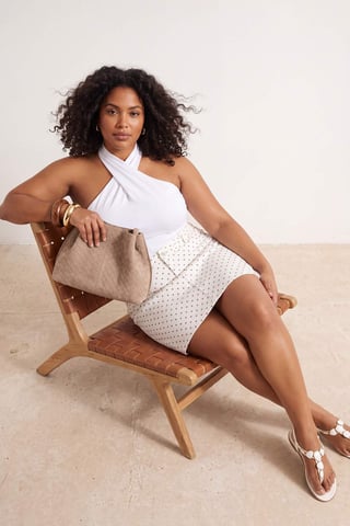 Trendyol Curve Women's White Plain Short / Mini A-line A-line Plus Size Skirts