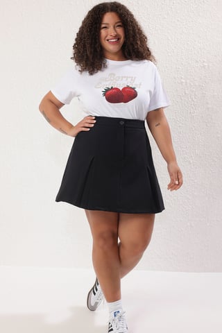 Trendyol Curve Women's Black Plain Short / Mini A-line Plus Size Skirts