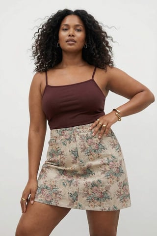 Trendyol Curve Women's Multicolor Floral Short / Mini A-line Plus Size Skirts