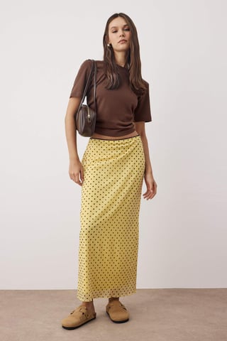 TRENDYOLMİLLA Women's Yellow Plaid Midi Bodycon Pencil skirt Skirts