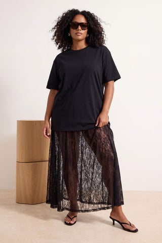 Trendyol Curve Women's Black Plain Midi Plus Size Skirts