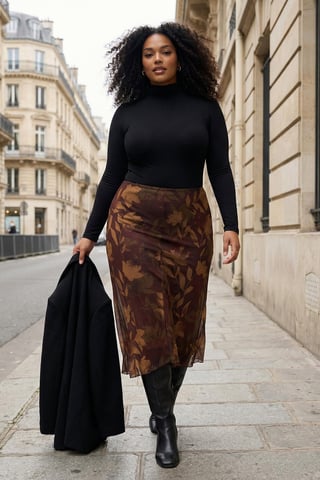 Trendyol Curve Women's Multicolor Floral Midi Plus Size Skirts