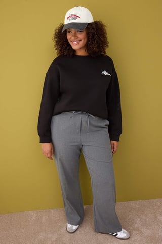 Trendyol Curve Dam Svart Djurmönster Lång Regular fit Plus size Sweatshirts