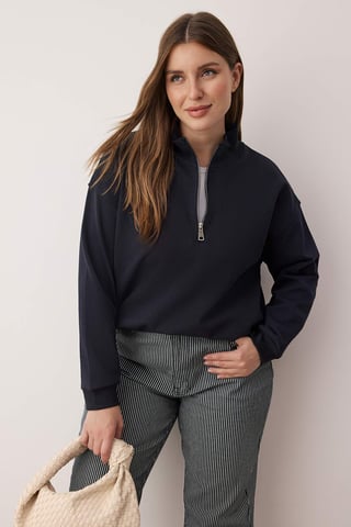 Trendyol Curve Women's Dark blue Plain Long Regular fit Plus Size Sweatshirts