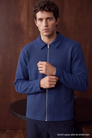 TRENDYOL MAN Men's Dark blue Plain Long Regular fit Sweatshirts