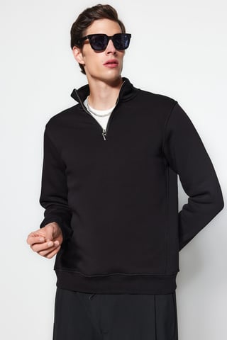 TRENDYOL MAN Men's Black Animal print Long Regular fit Sweatshirts