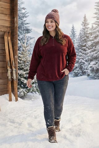 Trendyol Curve Women's Burgundy Plain Long Oversize Plus Size Sweatshirts