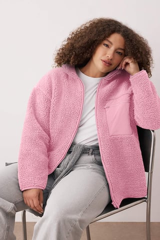 Trendyol Curve Women's Pink Plain Long Oversize Plus Size Sweatshirts